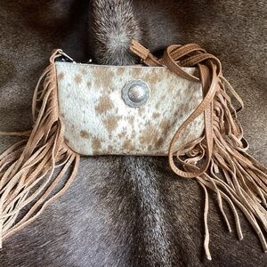 Hip Bag Company HB Hair On Hide Fringe Concho Western Boho Crossbody Handbag🦋